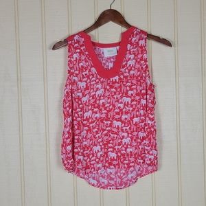 Maeve by Anthropologie red animal zafari top size 8